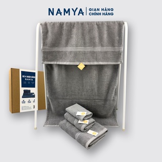 Combo 4 khăn bông NAMYA mềm mại, hút nước, độ bền cao, kích thước 70x140/35x80/30x50cm