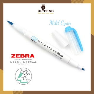 Bút lông đầu cọ Zebra Mildliner Double-Sided Highlighter Brush - Brush/ Extra Fine - Màu xanh dương sáng (Mild Cyan)