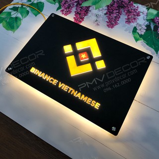 BẢNG, BIỂN TÊN CÔNG TY. Size 60*40cm, Mica có đèn led hắt sáng chân, chi tiết nổi theo nội dung yêu cầu. BCT-PMV108