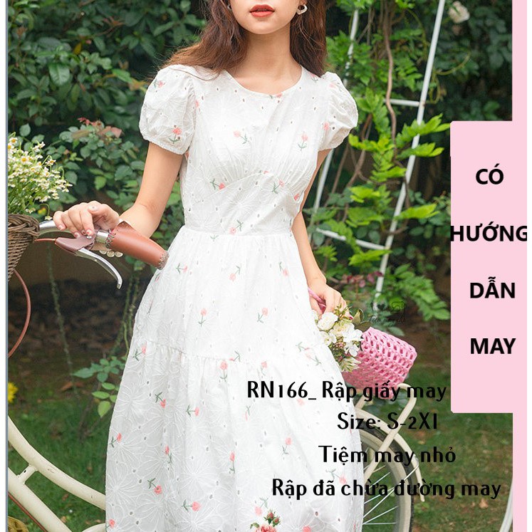 RN166_rập giấy may đầm nữ