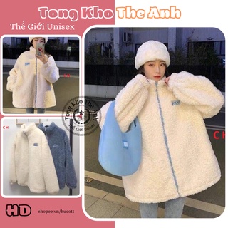 Áo khoác lông tay dài màu trơn thiết kế dáng rộng thoải mái cho nữ , lên from siêu xinh