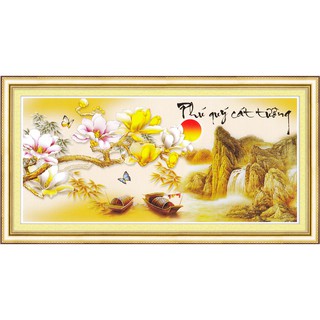Tranh Thêu Chữ Thập 3D Phú Quý Cát Tường 222950 (KHÁCH TỰ THÊU) kt:78X40CM