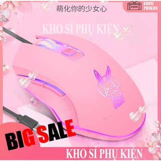Chuột màu hồng hình Pikachu  cho laptop - máy tính làm việc, học tập , chơi game siêu dễ thương