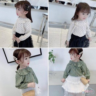 Áo Chấm Bi Cổ Búp Bê Thời Trang Cho Bé Gái Dễ Thương