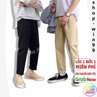 Quần ống suông Nam Nữ Unisex, kiểu quần baggy cạp chun có dây rút điều chỉnh eo chất vải dày dặn không nhăn M01