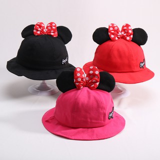 Mũ cho bé gái nơ đỏ Mickey Nam bé gái nữ Nắp lưu vực