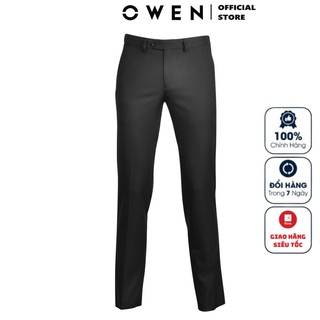 Quần Tây Nam Owen QRT91222 Quần Âu Nam Màu Xám Đậm Dáng Regular Fit Cạp Tăng Đơ Vải Nano