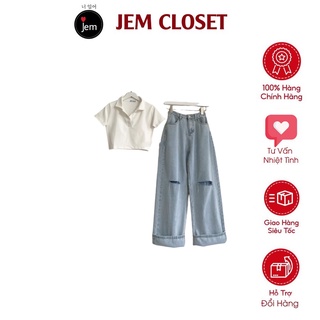 Quần Jean Suông Ống Rộng Dài BYKO Rách Gối Phong Cách Thời Trang Cá Tính - 2682 JEM CLOSET