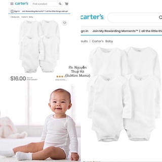 (Deal hot) Body chip trắng dài tay geogre, carter 100% cotton