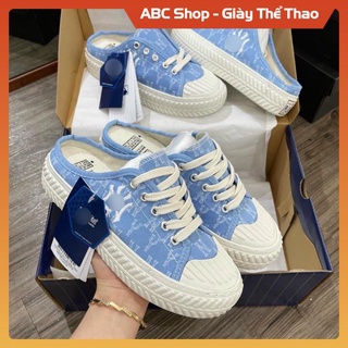 [FreeShip] Giày M.L.B Full box sục xanh biển nhạt ny, Giầy M.L.B Sneaker đặp gót xanh da trời ny boston siêu xinh