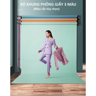 COMBO 3 Phông giấy 5M/10M + Khung Treo 3 Phông Kéo Xích, Phông Quay Phim Chụp Ảnh Chuyên Nghiệp