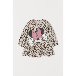 Váy dài tay minnie báo HM H&amp;M size 4-6, 6-9m_hàng chính hãng authentic