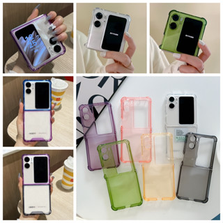 Ốp Điện Thoại Mềm Trong Suốt Chống Sốc Màu Sắc Tương Phản Đơn Giản Cho OPPO Find N2 Flip 5G