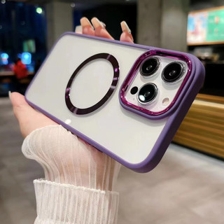 Ốp Điện Thoại Kim Loại Từ Tính Trong Suốt Bảo Vệ camera Chống Sốc Cho iPhone 14 PRO MAX plus 11 12 13 PRO MAX 14 plus