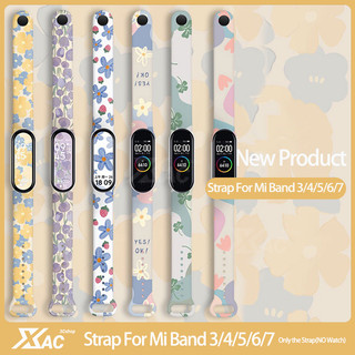 Dây Đeo Đồng Hồ Thể Thao Bằng Silicone In Hoa Cho Xiaomi mi band 7 6 5 4 3 Miband 7 6 5 mi band 3 4 5 6 7 Correa