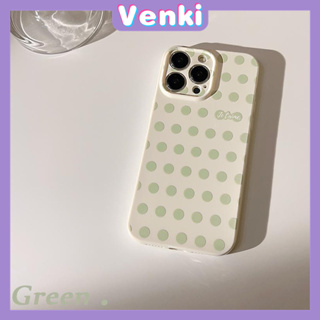 VENKI - For iPhone 11 iPhone Case White Glossy Film TPU Soft Shell Shockproof Phase Case Protection Green Polka Dot Compatible with iPhone 14 13 Pro max 12 Pro Max xr xs max 78Plus