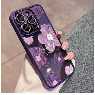 Ốp Điện Thoại Cứng Họa Tiết Hoa Trà Tím Cho iPhone 14Promax / 13Promax / 12Promax / 11 Promax / 14 Plus / 14 / 13 / 12 / 11