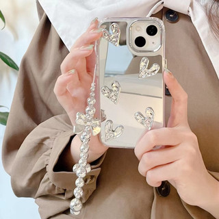 Ốp Điện Thoại Mềm Tráng Gương Bạc Gắn Dây Xích Bạc Cho Iphone 14 14 Pro 14 Pro MAX 11 12 promax 13 Pro MAX XS MAX XR X 7 8 PLUS