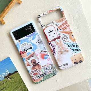 Ốp Điện Thoại PC Cứng Nắp Gập Chống Sốc In Họa Tiết Chú Chó Hoạt Hình Dễ Thương Dành Cho Samsung Galaxy Z Flip 4 / 3 5G
