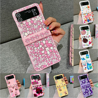 Ốp Điện Thoại Cứng Chống Sốc Màu Kẹo Hình Gấu Dâu Tây Cho Samsung Galaxy Z Flip 3 Z Flip 4