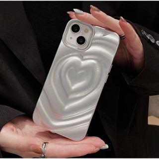 Ốp Điện Thoại Màu Bạc Nhám Họa Tiết Trái Tim Gợn Sóng Cho iphone 14 pro max 13 Proax 12 pro max 11 pro max xs max 13 romax