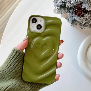 Ốp Điện Thoại Họa Tiết Ô Liu / Trái Tim Màu Xanh Lá Cho iphone 14 pro max 13 Proax 12 pro max 11 pro max xs max 13 romax