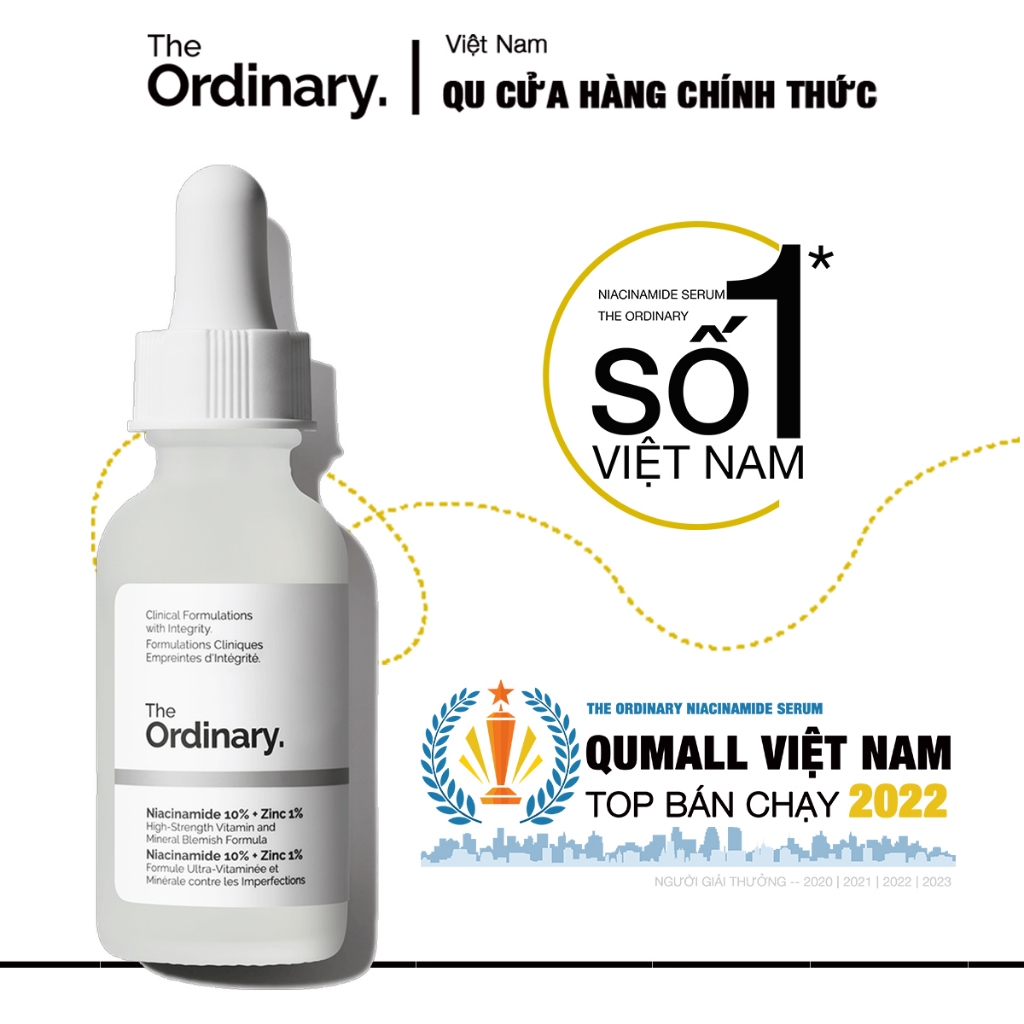 Serum The Ordinary Niacinamide 10% + Zinc 1% Giúp Cân Bằng Bã Nhờn Làm Sáng Da Thu Nhỏ Lỗ Chân Lông 30ml