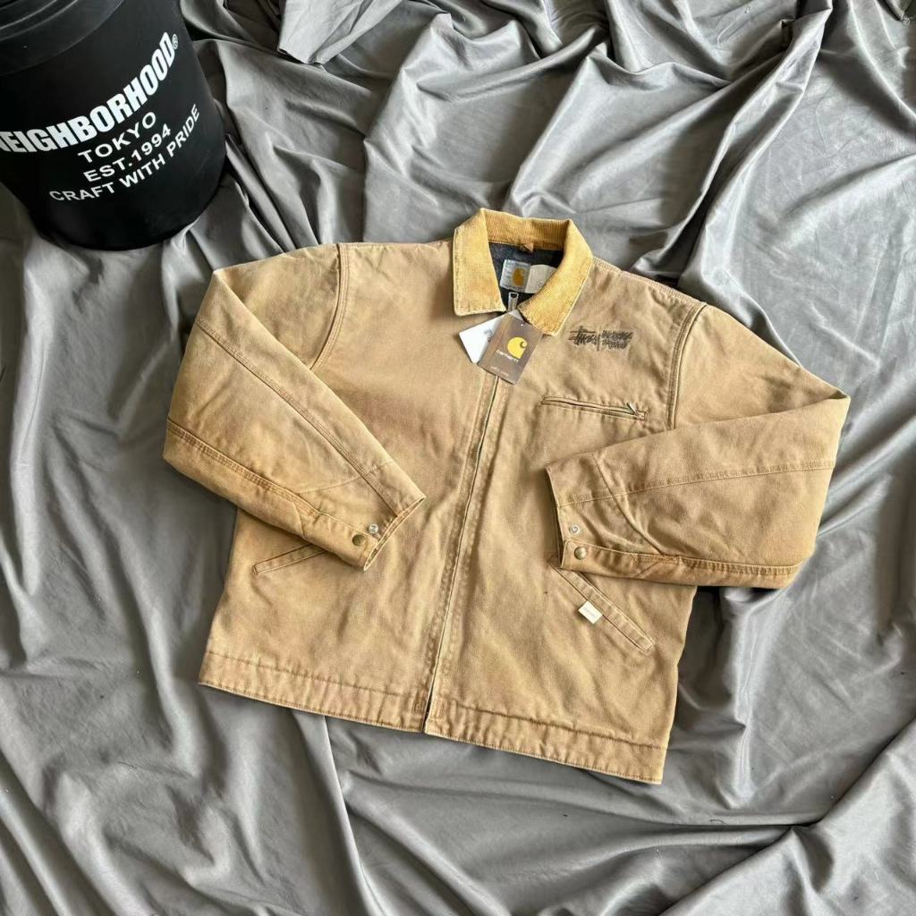 cổ điển CRHT STU Kỷ niệm 100 năm Đồng thương hiệu Áo khoác Detroit Loose j97 Áo khoác Retro Rửa Màu lúa mì