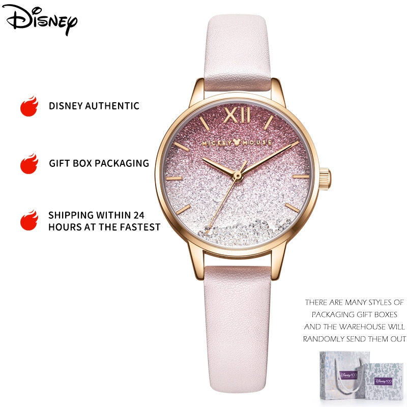 Sản phẩm mới Ưu đãi trong thời gian có hạn của Disney Chính thức Ánh sáng cao cấp sang trọng Đồng hồ đại dương lãng mạn thời trang đơn giản Đồng hồ công chúa Đồng hồ thạch anh Hộp quà tặng Bao bì MK-1325