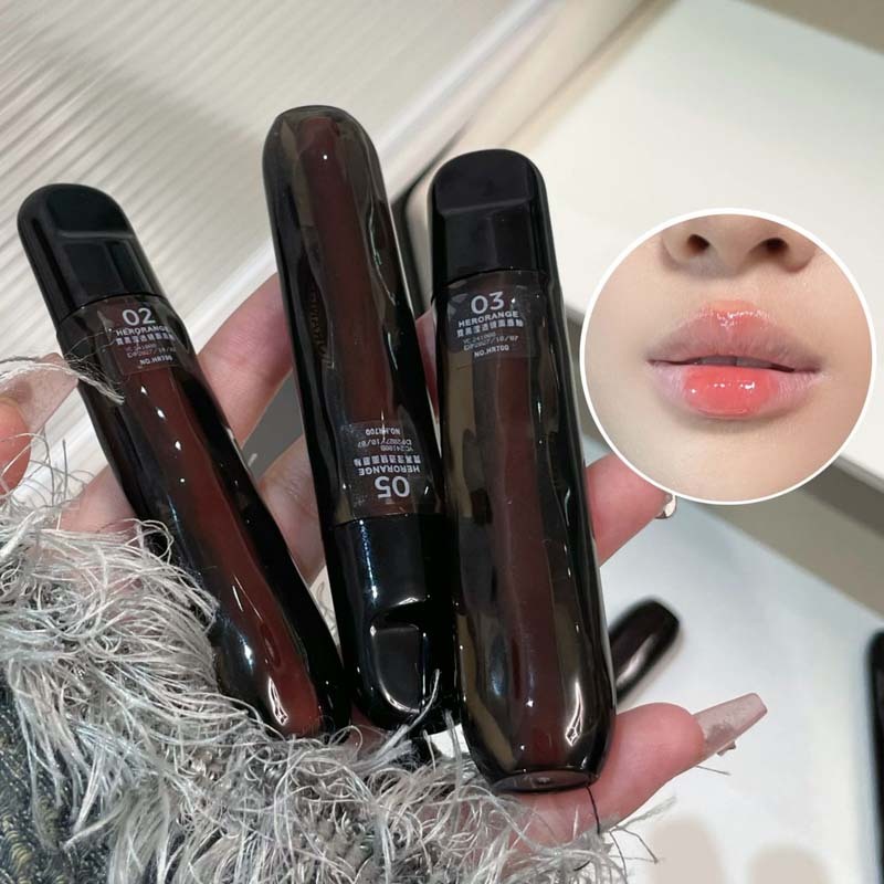 [Hàng mới về]HERORANGE® Son Bóng Dưỡng Ẩm Lâu Trôi Mềm Mượt Thiết Kế Vỏ Hình Ly Trà Băng Độc Đáo