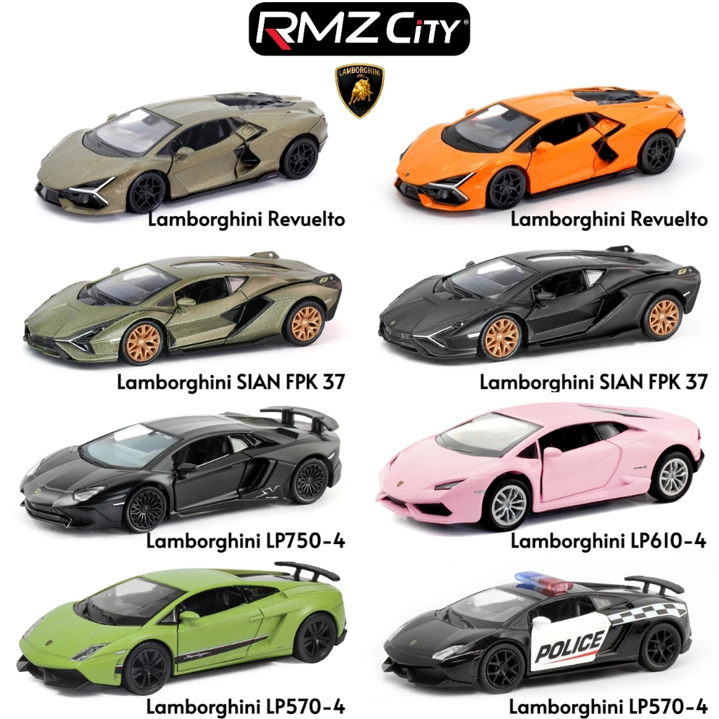 Rmz CITY 1 / 36 Revuelto Sian LP750-4 LP610-4 LP570-4 Mô Phỏng Đúc Xe Mô Hình Diecast Hợp Kim Kim Kim Loại Thu Nhỏ Kéo Lại Bộ Sưu Tập Quà Tặng Cho Bé Trai Kid