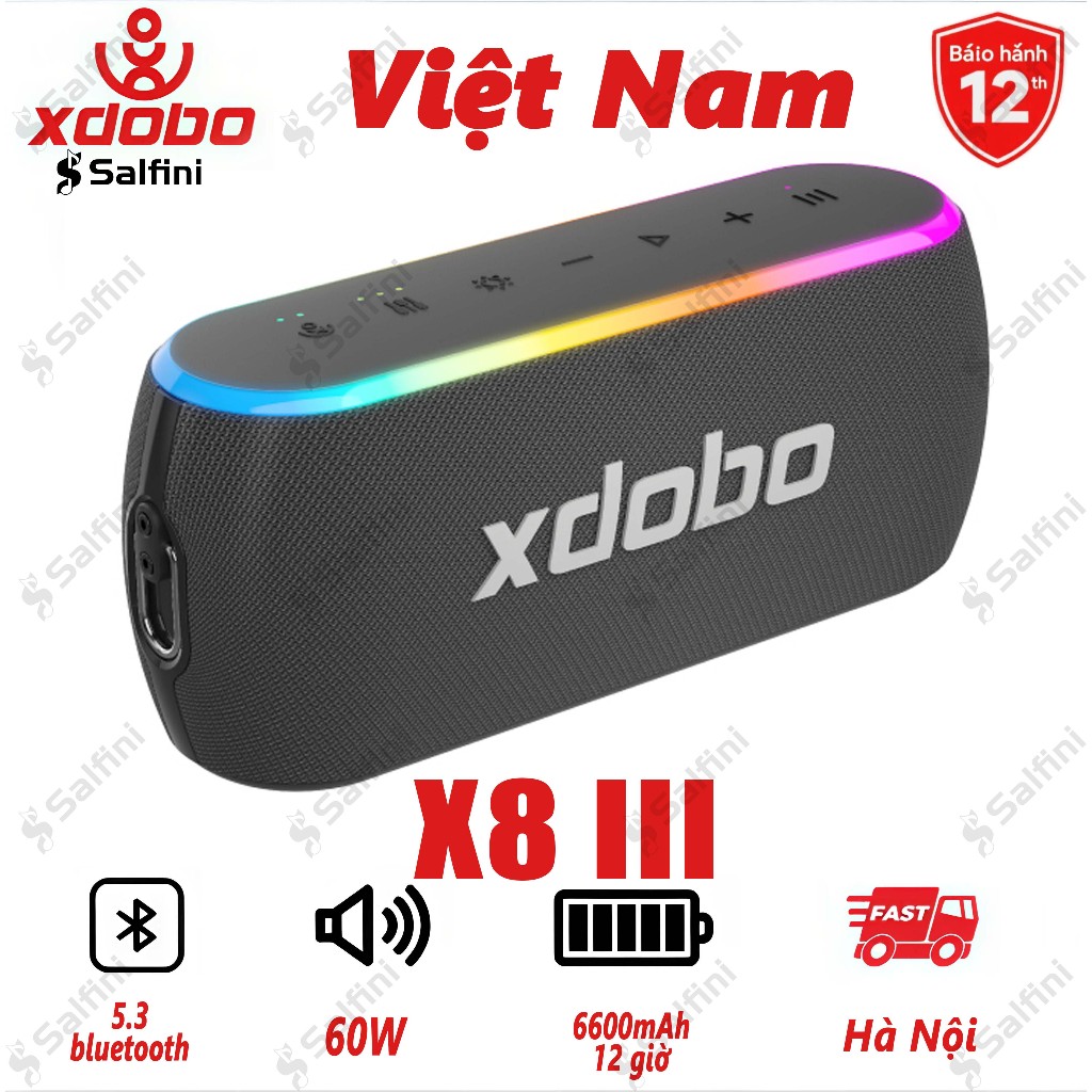 Loa Bluetooth Xdobo X8 III Công suất 60W Siêu Trầm Led RGB Bản nâng cấp của Xdobo X8 II X7 Wake 1983 Hero 1999 Nirvana