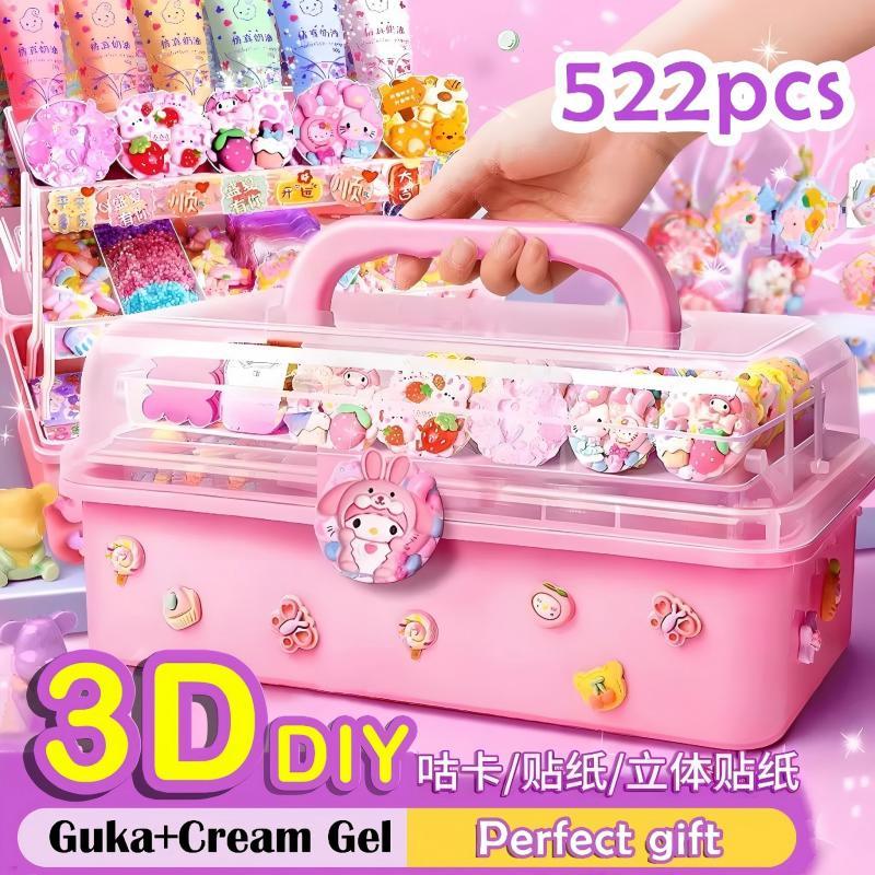 ✨Hàng có sẵn✨522 Chiếc Guka DIY Bộ Đồ Chơi Handmade Chất Liệu Bộ Dán Kem Keo Hộp Ngẫu Nhiên Móc Khóa Bộ Đồ Chơi Bé Gái Đồ Chơi Guka Dán Handmade