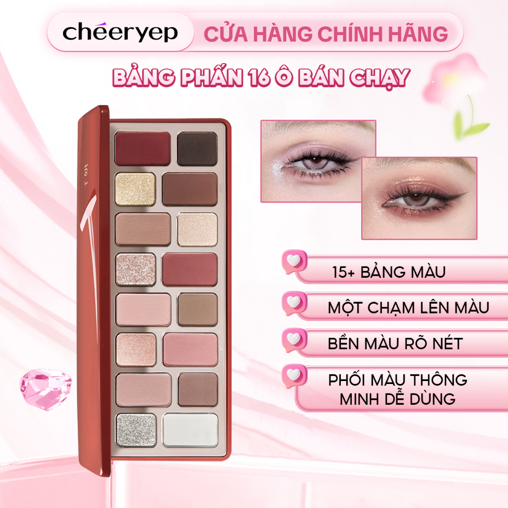Bảng Phấn Mắt CHÉERYEP 16 Ô Đa Năng Phấn Mịn Lên Màu Chuẩn Đa Dạng Phong Cách Trang Điểm