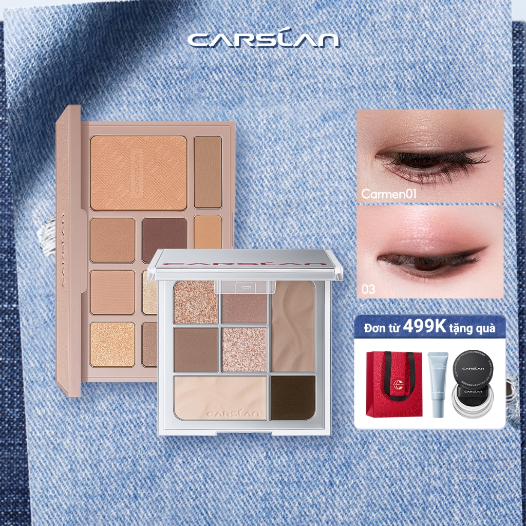 Bảng Phấn Mắt Carslan 10 Màu Trang Điểm Đa Chức Năng Phấn Má Hồng Phấn Bắt Sáng Tạo Khối Người mới bắt đầu phải mua 12g