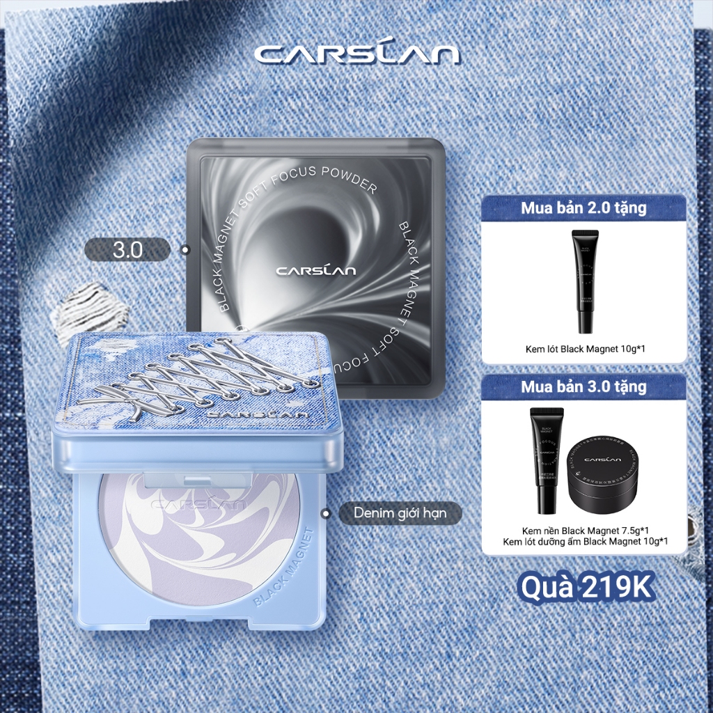 Phấn phủ Black Magnet CARSLAN lâu trôi kiềm dầu 24 giờ 8g