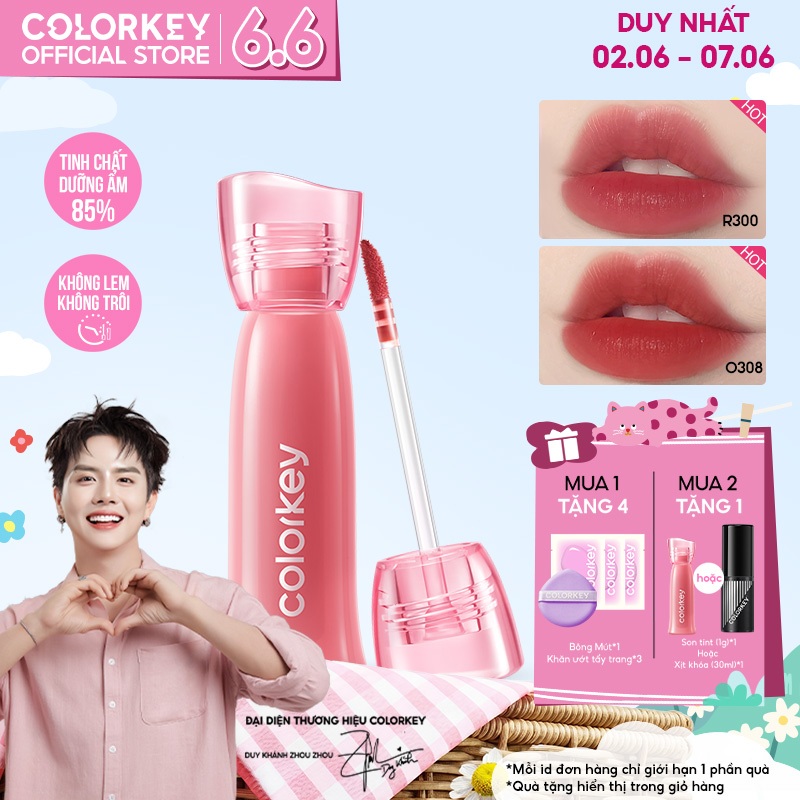 [MUA 2 TẶNG 1] Son COLORKEY Watery Tint, Lì Mịn Nhẹ Môi, Không Dính, Lâu Trôi 1.8g