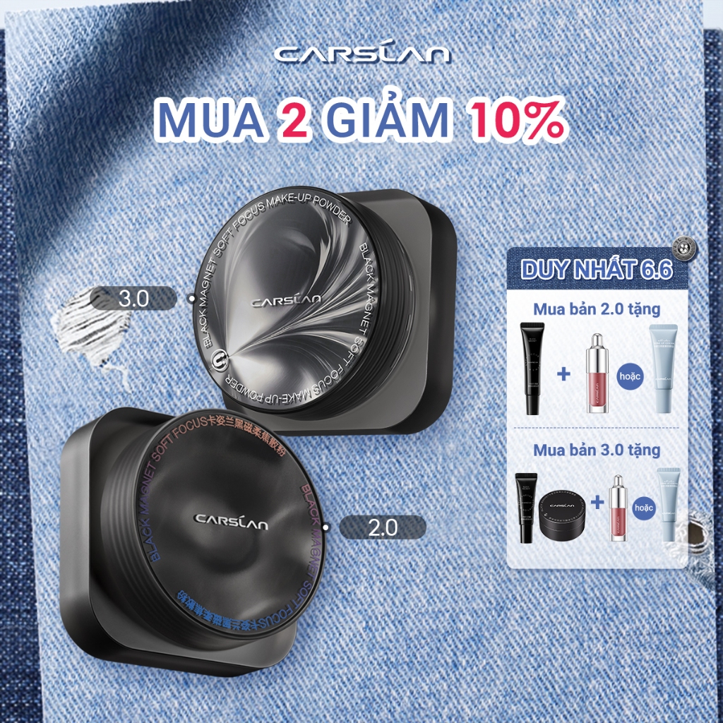 Phấn phủ Black Magnet Carslan Phiên Bản Mới 2.0 Kiềm Dầu Và Lành Tính Với Da Hơn 8g