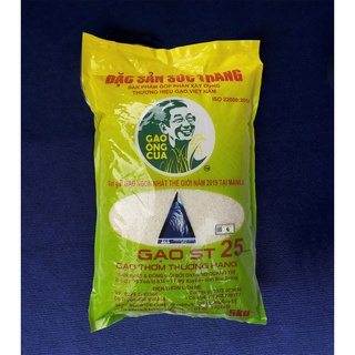 Gạo Thơm ST25 Túi 5Kg - Gạo Ông Cua - Đặc Sản Sóc Trăng, Cơm thơm mềm, dẻo nhiều