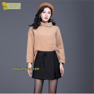 Quần giả váy nữ vạt xéo đính nơ cánh bướm màu đen size S,M AQGS MT920 chuẩn store hàn quốc freeship 50k