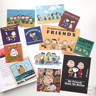 Set postcard hoạt hình Snoopy &amp; Friends dễ thương giấy dán trang trí tường nhiều màu sắc