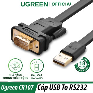 Cáp Chuyên Đổi USB 2.0 Sang  RS-232 DB9 Chipset PL2303 Ugreen CR107 Chính Hãng
