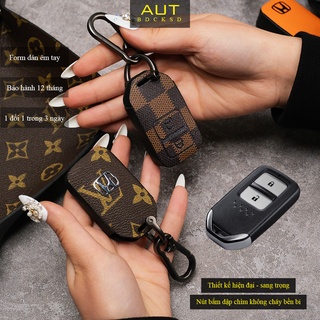 Bao da bảo vệ chìa khoá xe Honda CRV HRV Jazz 2 nút bấm LV handmade H2 CD