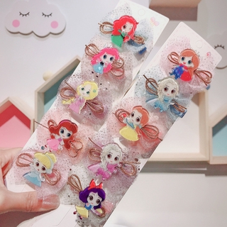 1 Kẹp Tóc Công Chúa Bằng Vải Lưới Sáng Bóng In Họa Tiết Hoạt Hình Dễ Thương Cho Bé Gái