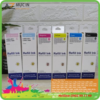 Bộ Mực in phun màu 100ml cho máy in phun Epson L310, L360, L805, T60, L800, L120, L1300, L1800... Chất lượng