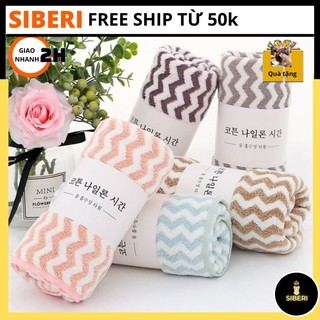 Khăn mặt lông cừu xuất hàn vân kẻ sọc mềm mịn, siêu thấm nước, kích thước 30*50_ Siberi