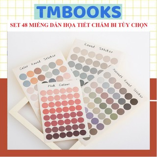 Set 48 Miếng / 1 Tờ Miếng Dán Hoạ Tiết Chấm Bi Nhiều Màu Tùy Chọn Xinh Xắn Dùng Trang Trí, Xinh Xắn