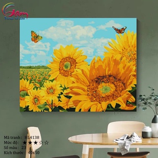 Tranh sơn dầu số hóa tự tô cho người lớn Gam Đồng hoa hướng dương HL4138