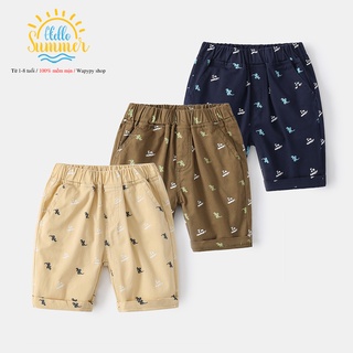 Quần Kaki bé trai WELLKIDS quần short họa tiết khủng long cho bé trai mẫu mới 2022