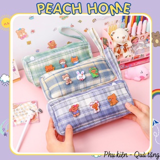 Túi Đựng Bút Vải Canvas Kẻ Caro Nhiều Màu Xinh Xắn Phong Cách Vintage Bóp Viết Họa Tiết Dễ Thương Cute Cho Nữ